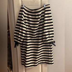 Jcrew off the shoulder striped dress - navy and white